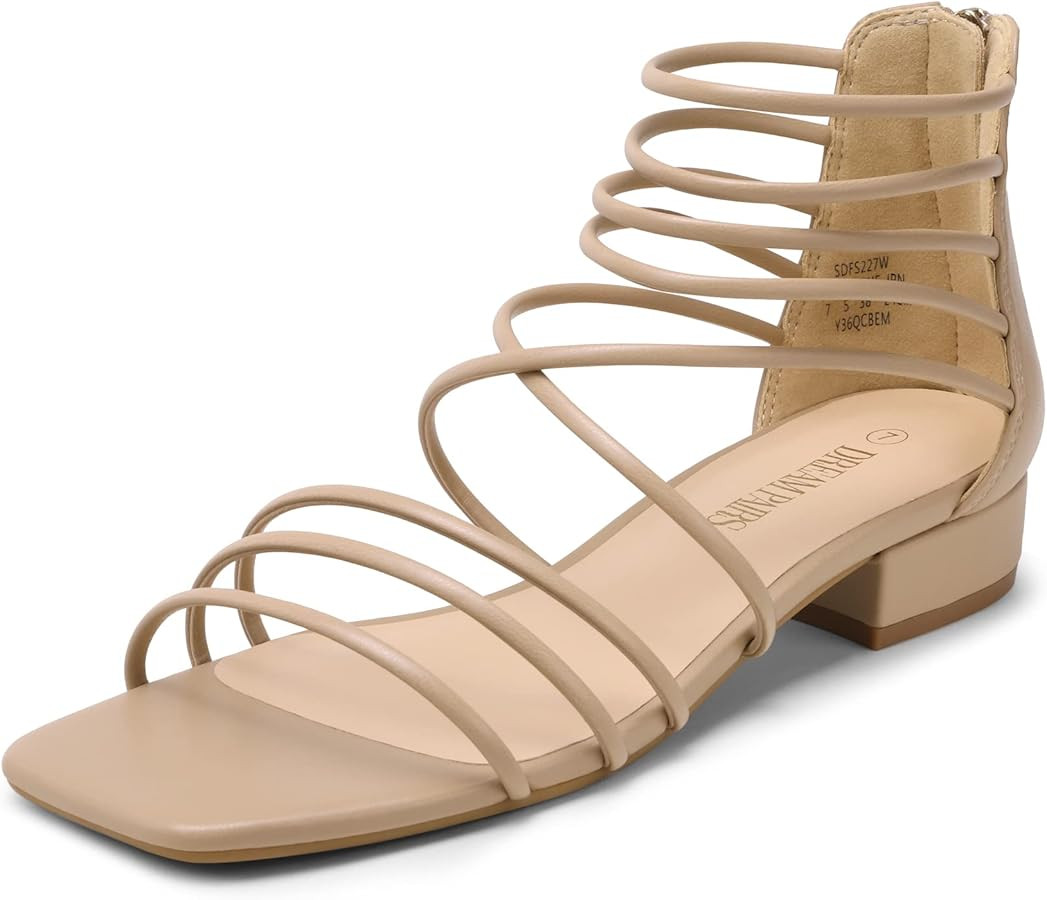 DREAM PAIRS Women's Summer Dressy Flat Sandals Girls Comfortable Gladiator Stappy Low Heel Sandal... | Amazon (US)