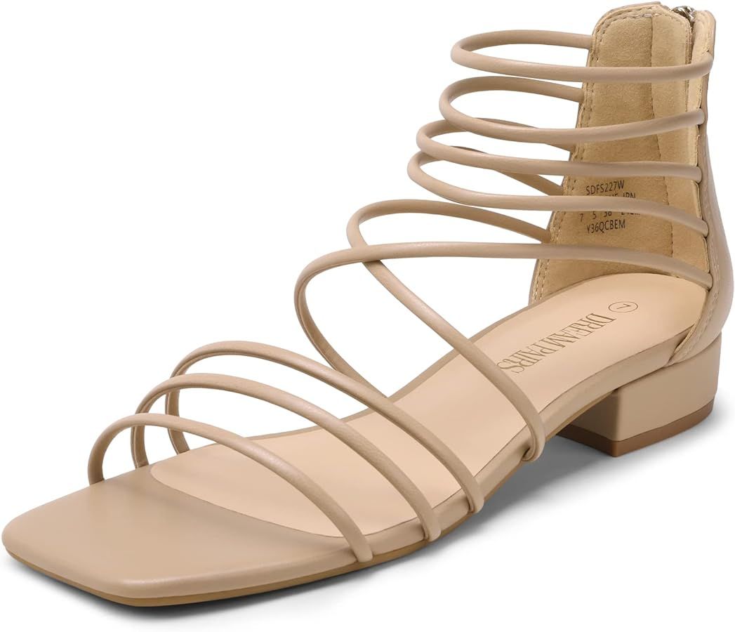 DREAM PAIRS Women's Summer Dressy Flat Sandals Girls Comfortable Gladiator Stappy Low Heel Sandal... | Amazon (US)