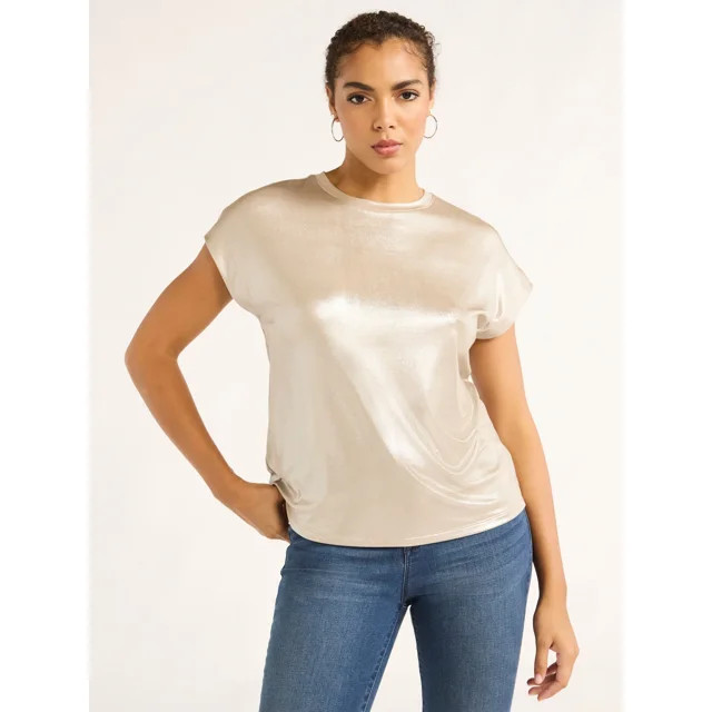 Sofia Jeans Women's Shimmer Tee with Short Sleeves, XS-XXXL | Walmart (US)