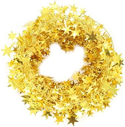 Vesil Christmas Tinsel Gold Star Wire Garland Tree Decorations, 2 pcs x 25 ft | Amazon (US)