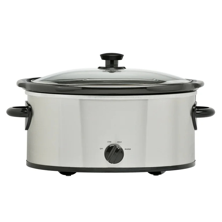 Mainstays 6 Qt Manual Slow Cooker, Stainless Steel | Walmart (US)