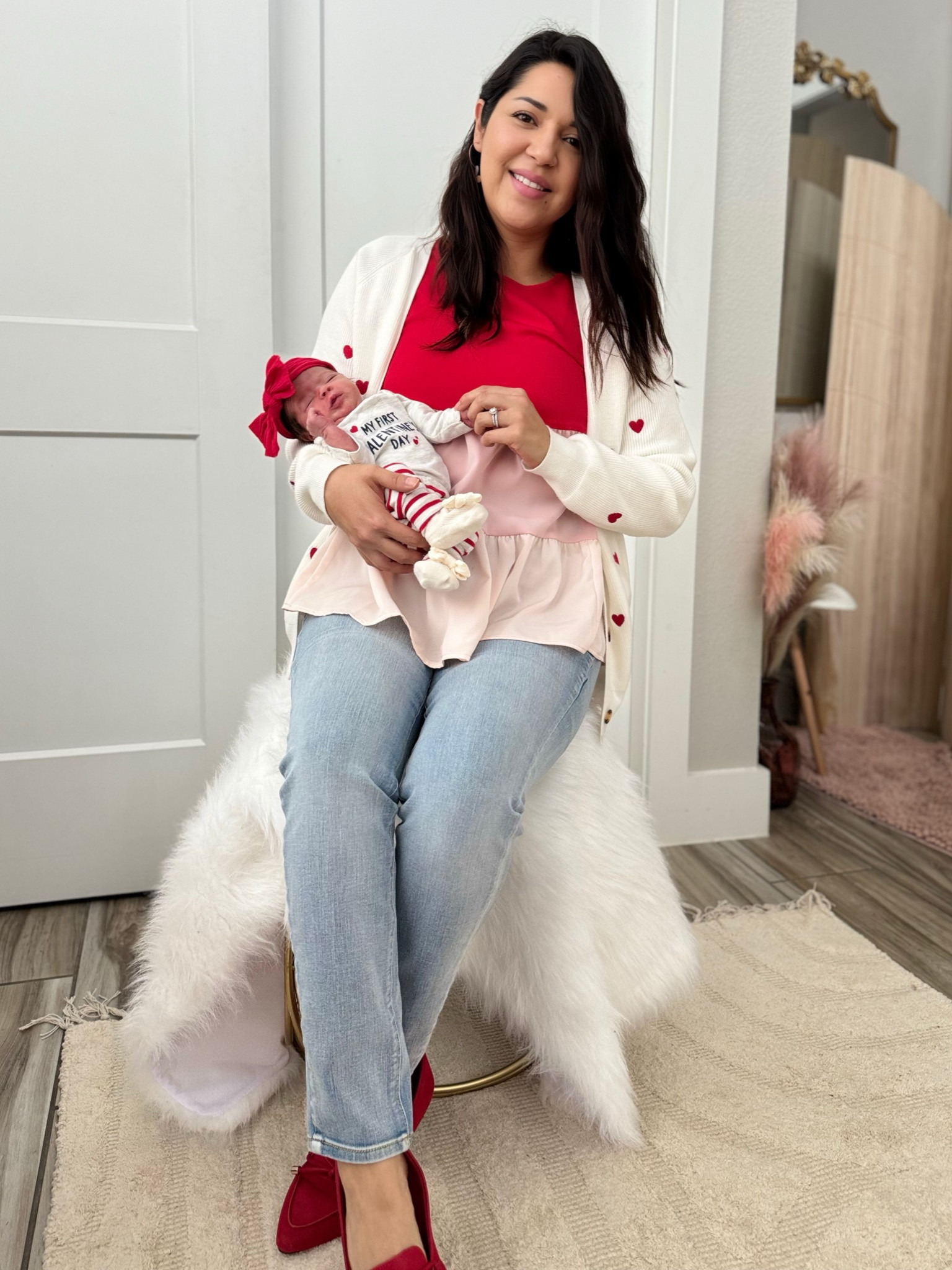 Postpartum Valentines Day Outfit! Top can be worn during pregnancy and postpartum. Runs true to size. Thank you for shopping with me. Stay blessed!

#LTKbump #LTKfindsunder50