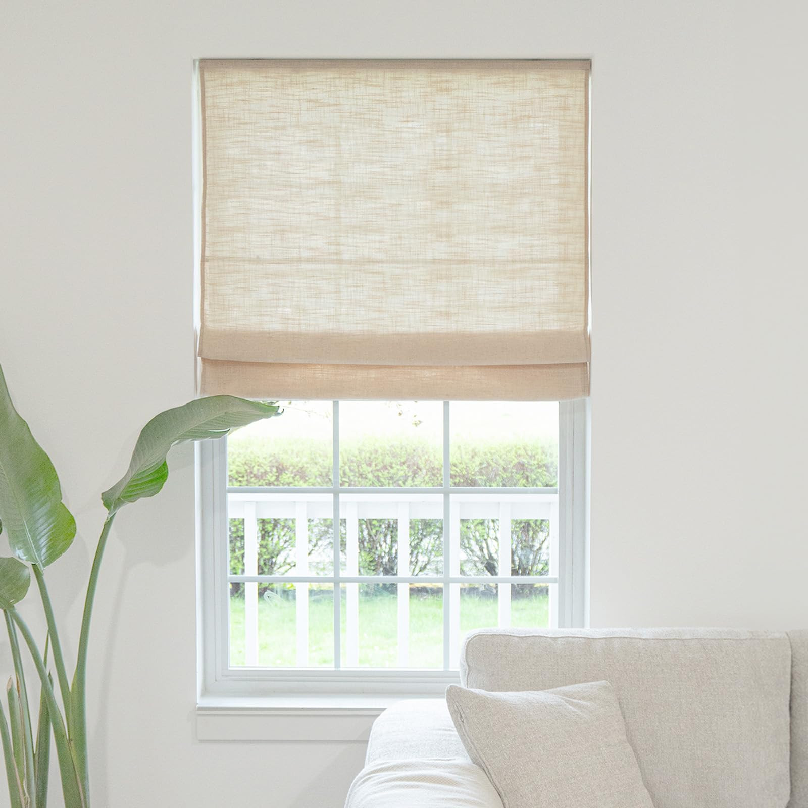 HOMERILLA Lille Linen Roman Shades for Window, Cordless Roman Shades, Custom Washable Fabric Blin... | Amazon (US)