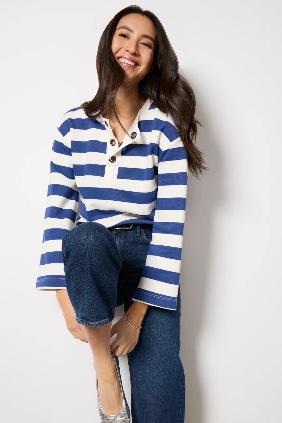 Bailey Stripe Grommet Sweatshirt | Evereve