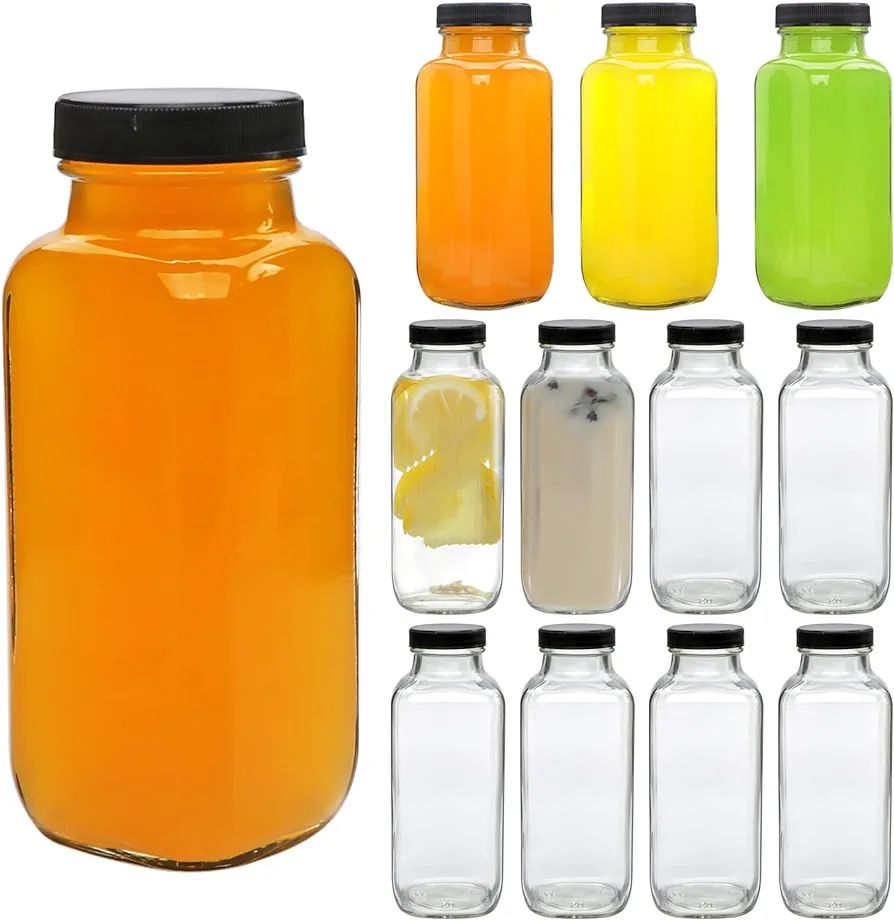 Accguan 12oz Glass Bottles,Leak-Proof Vintage Water Bottles for Juicing,Hot Sauce,Kombucha,Ginger... | Amazon (US)