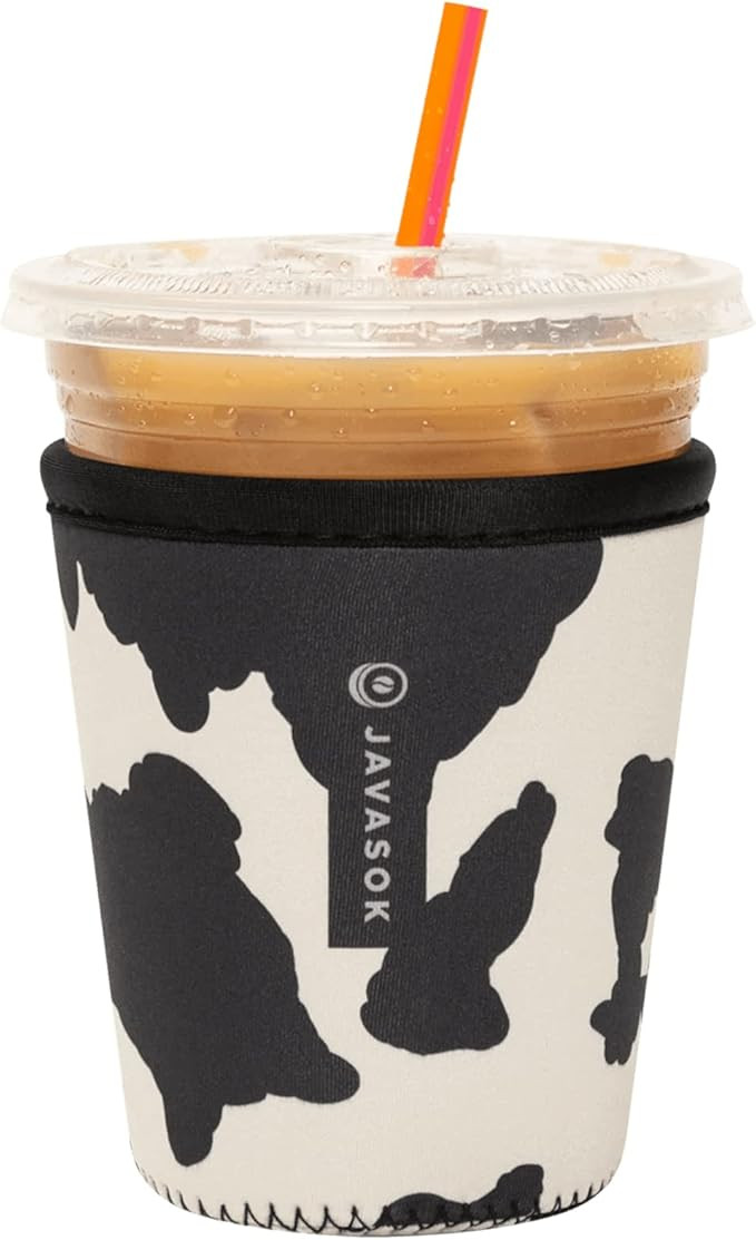 Sok It JavaSok Iced Coffee & Cold Soda Insulated Neoprene Cup Sleeve (Cow Print, Small: 16-20oz) | Amazon (US)