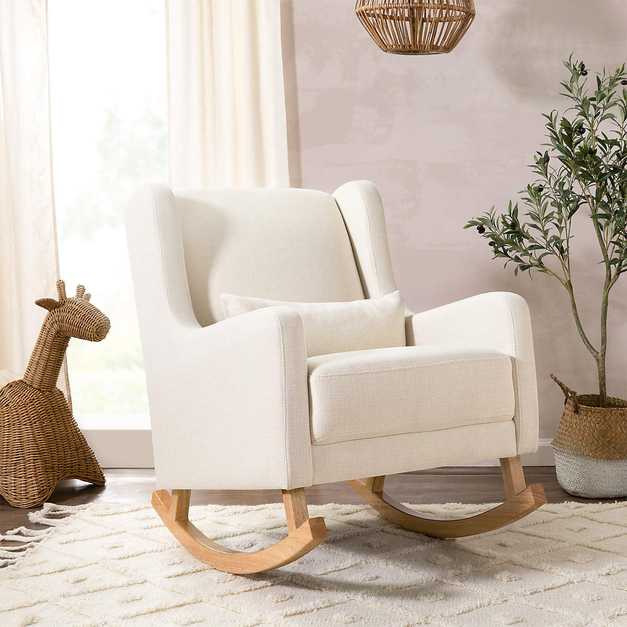 Babyletto Kai Natural Performance Nursery Rocking Chair with Wood Legs + Reviews | Crate & Kids | Crate & Barrel
