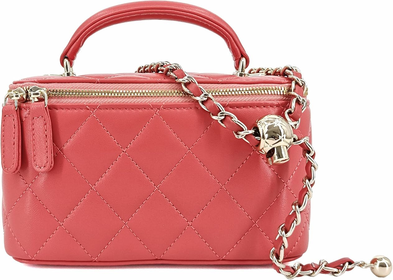 M-ioi-M Small Genuine Leather Purse Quilted Crossbody Bag for Women, Mini Top-Handle Shoulder Han... | Amazon (US)