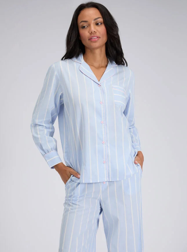 Stripe cotton pyjama set - Dove | Boux Avenue (UK)