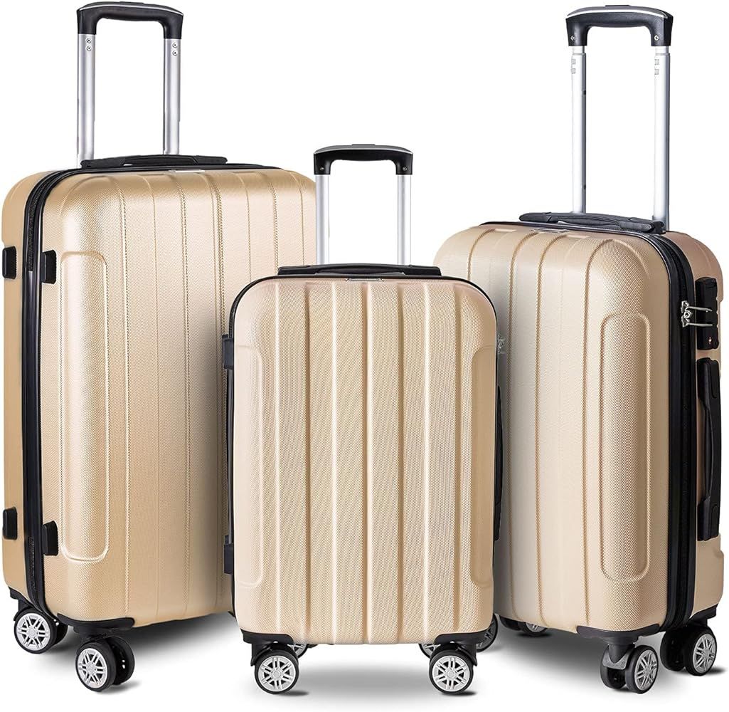 Hardside Luggage 3 Piece Set with Spinner Wheels, Lightweight Hard Shell Travel Suitcase Set with... | Amazon (US)