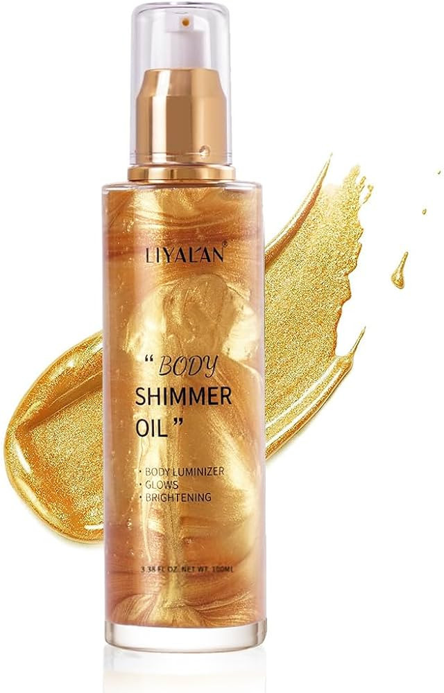 Liyalan Shimmer Body Oil 5 Color Gold 3.38 Fl Oz Face Glow Pearl Highlighter Illuminator Body Mak... | Amazon (US)