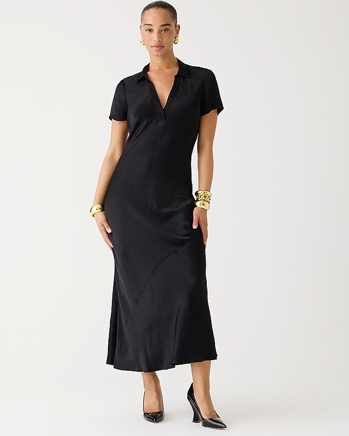 Short-sleeve maxi slip dress in luster crepe | J. Crew US
