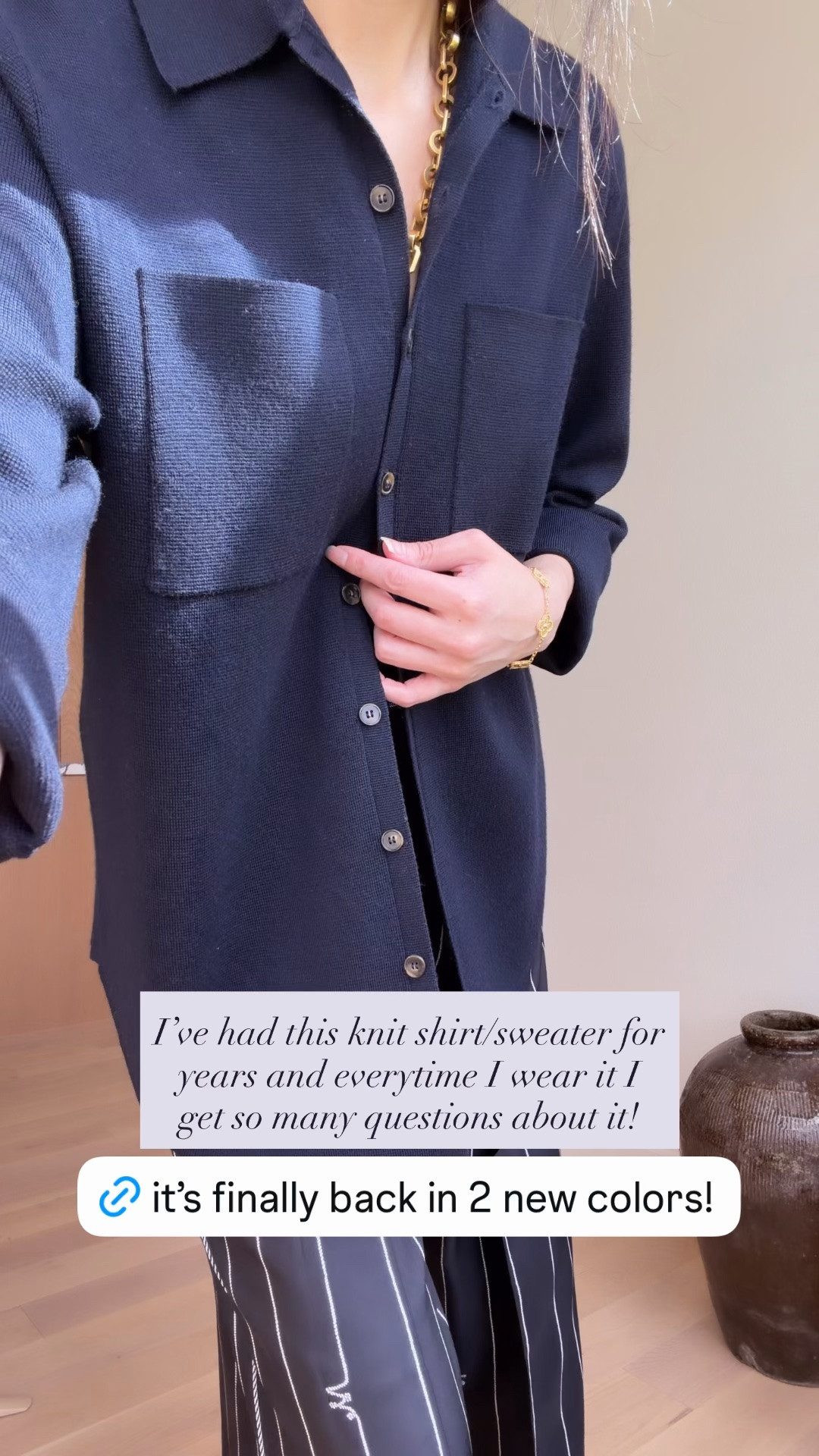 100% merino wool sweater back in two colors! This is one of my all/time favorite knits.