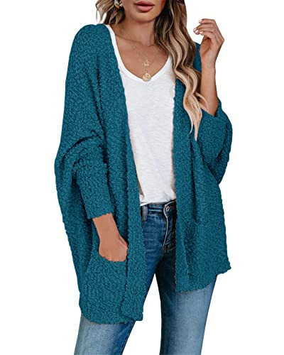 Saodimallsu Women's Chunky Popcorn Cardigan Oversized Open Front Boyfriend Batwing Long Sleeve Fu... | Amazon (US)