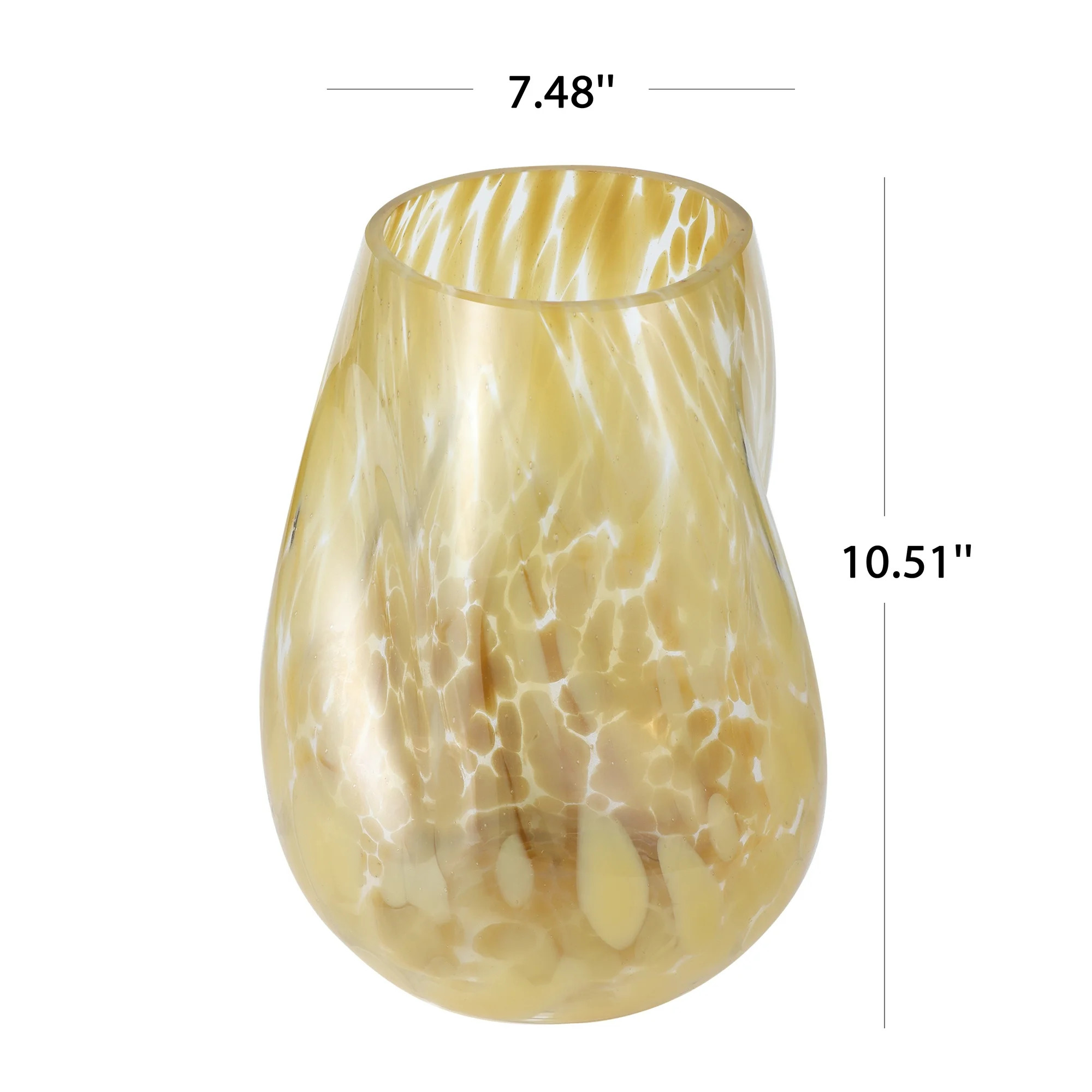 Large Artisan Blown Glass Tabletop Vase with Yellow Tortoise Speckled Finish | Walmart (US)