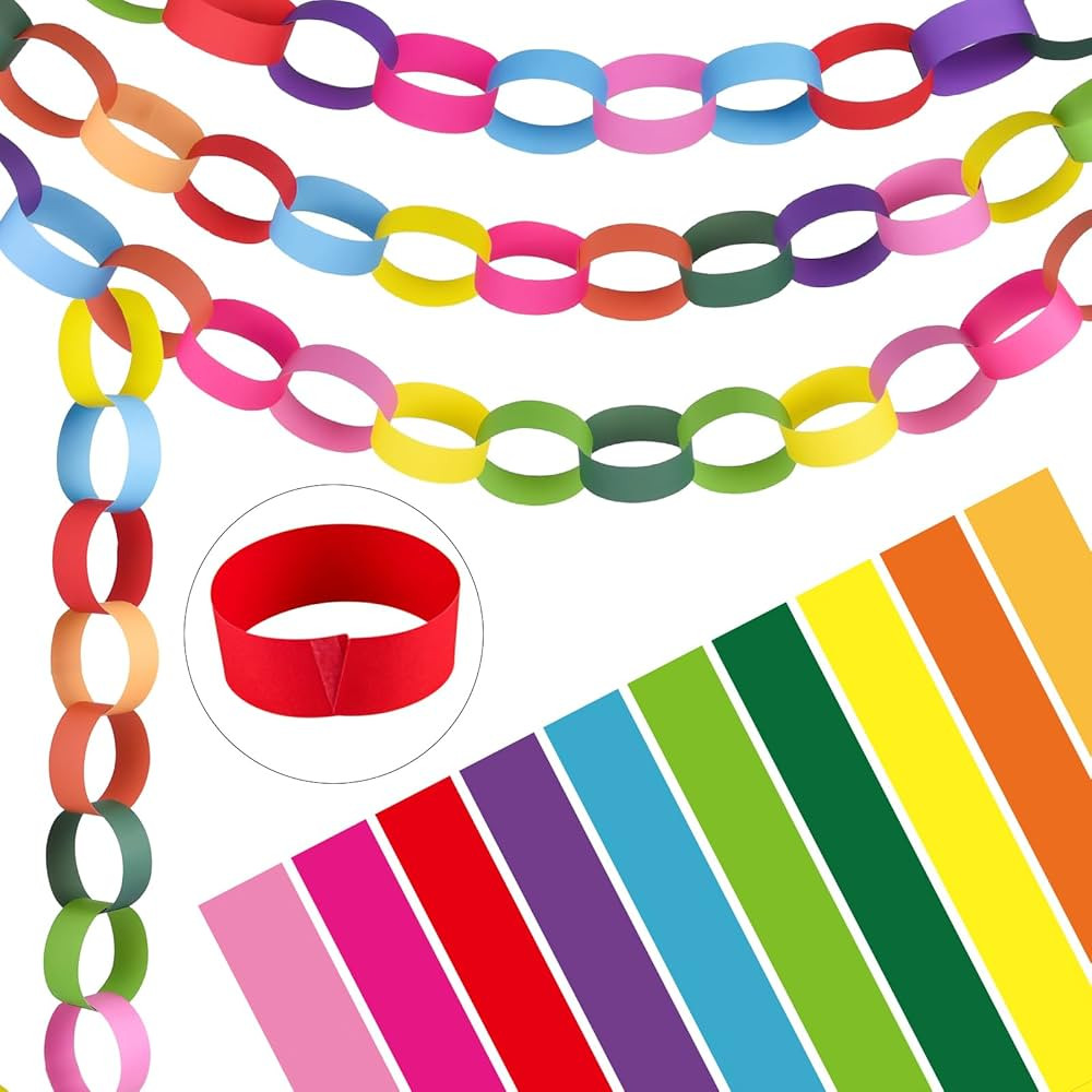 Morcheiong 300 Paper Chains Bright Color Paper Strips for Crafting DIY and Party Decorations | Amazon (US)