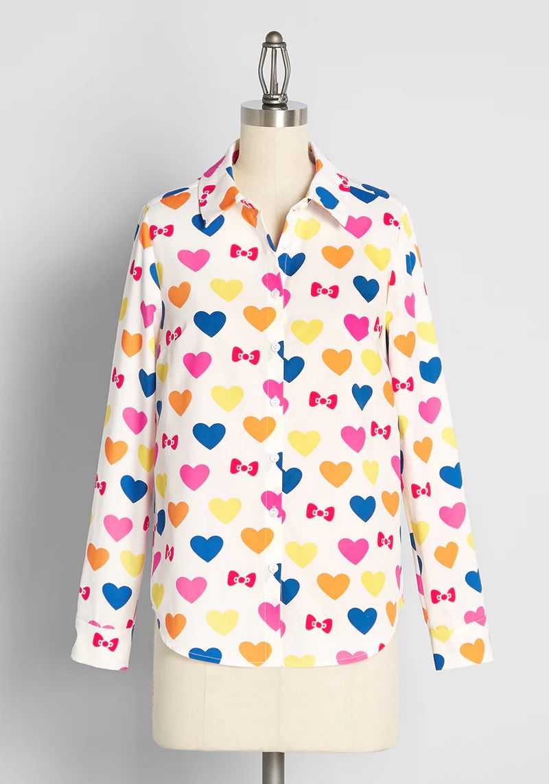 ModCloth x Hello Kitty Supercute Love Button-Up Top | ModCloth