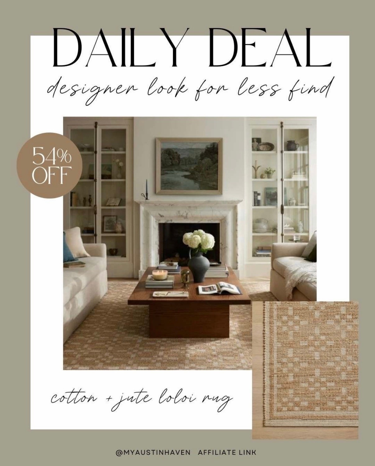 Daily Deal ✨ gorgeous cotton + jute Loloi Rug is 54% off!

Perfect rug for spring and summer - natural and beautiful finish!

Rug sale, Loloi rugs, loloi rug sale,
area rugs on sale,
Wayfair sale, wayfair finds

#LTKdayinmylife #LTKHome #LTKSaleAlert