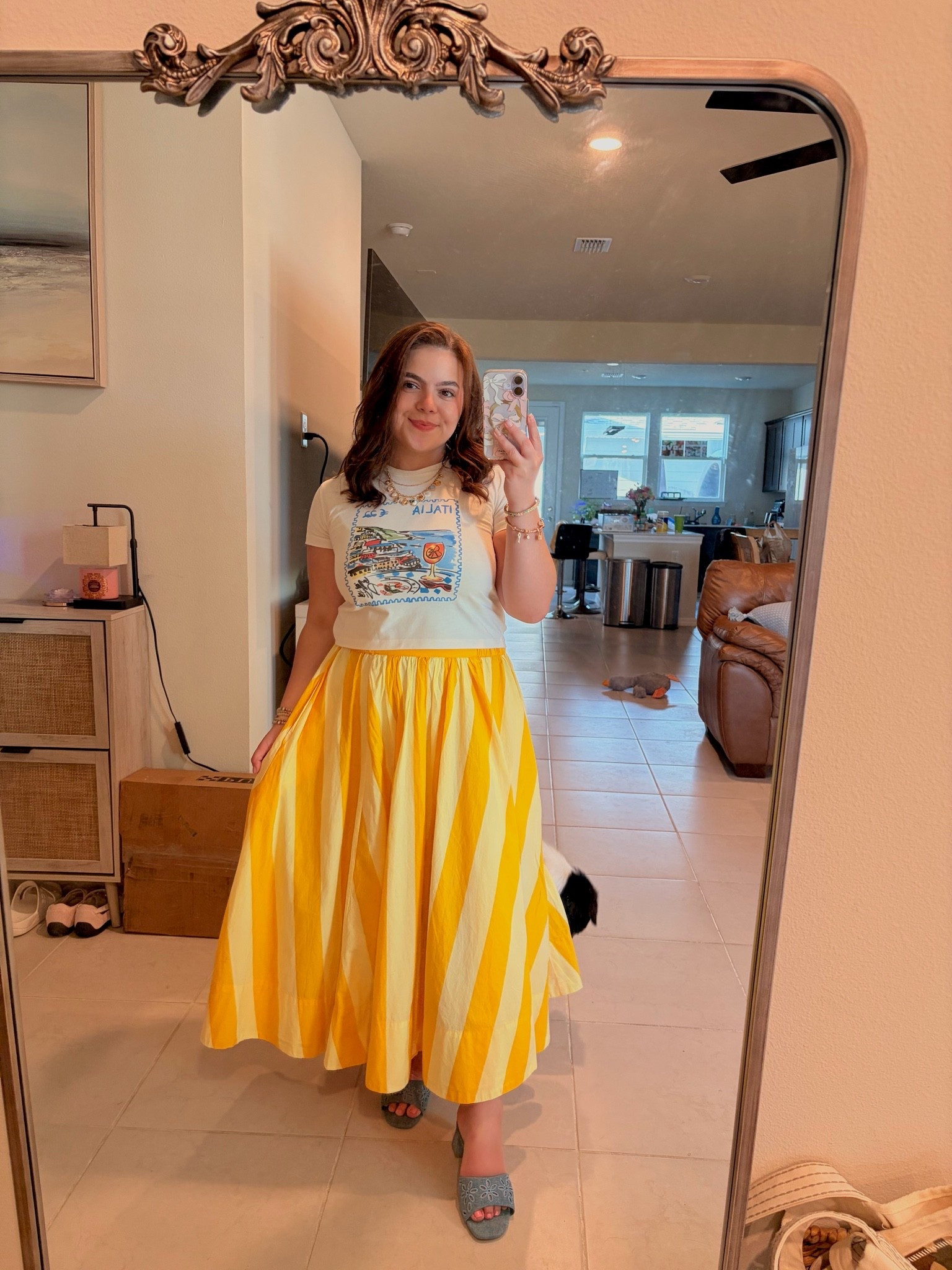 summer work outfit!! loveee matching a cute @Princess Polly US graphic tee with a bright colorful skirt from Free People!

#LTKootd #LTKWorkwear #LTKPetite