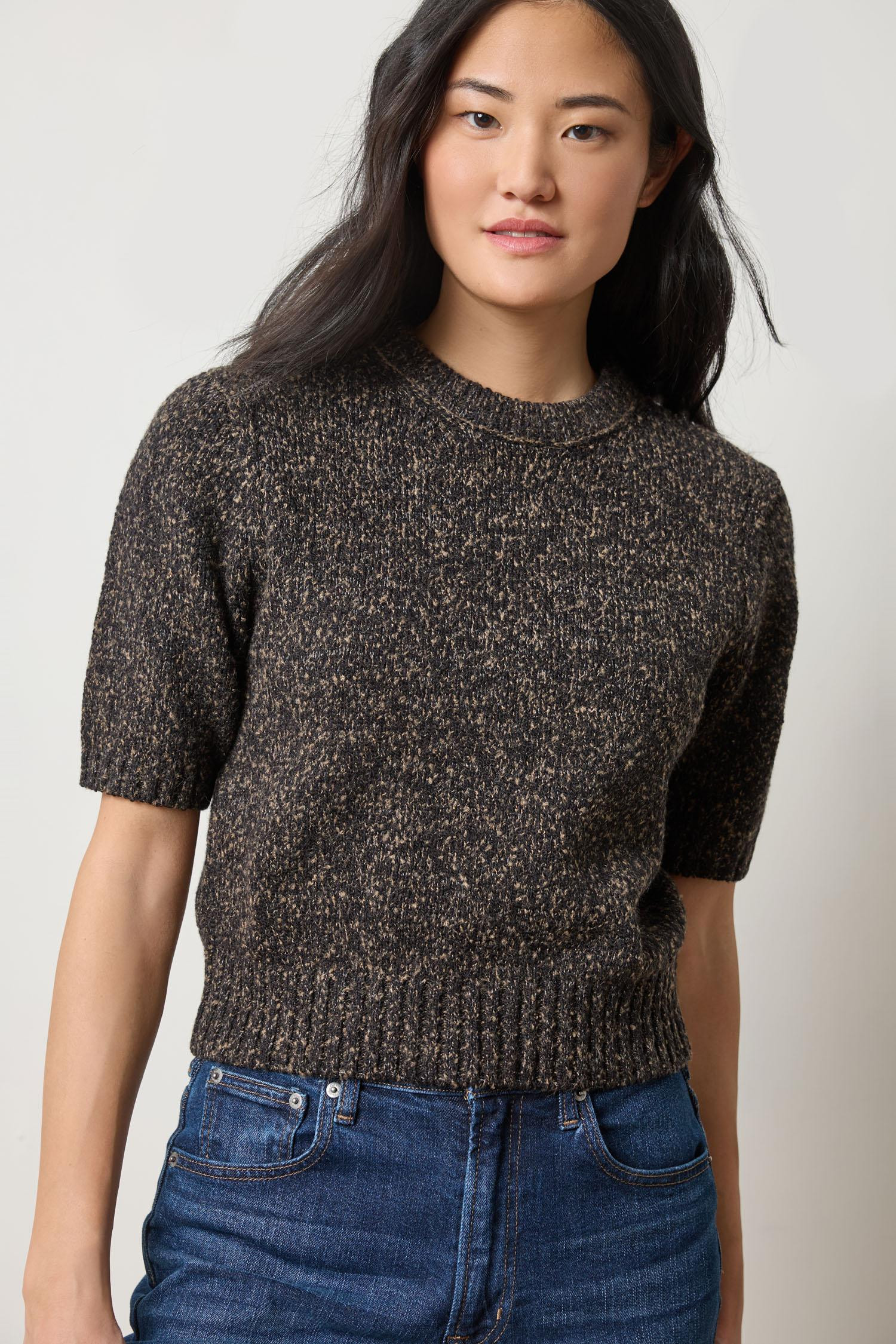Short Sleeve Marled Pullover | Lilla P