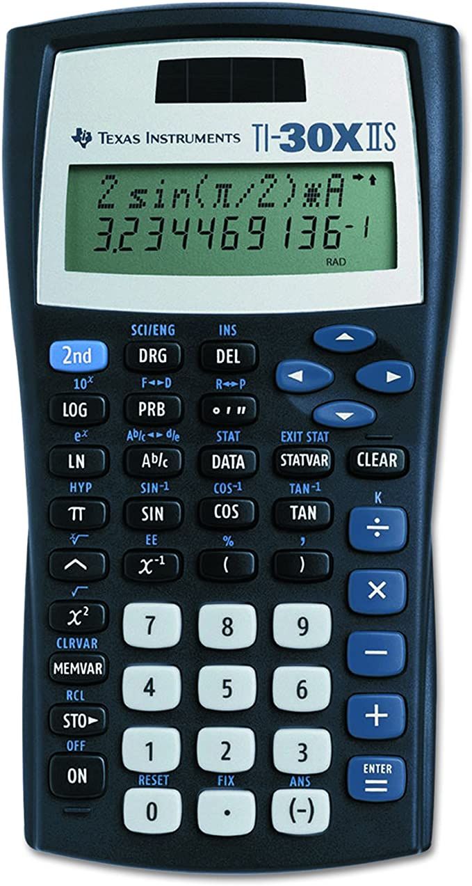 Texas Instruments TI-30XIIS Scientific Calculator, Black with Blue Accents | Amazon (US)