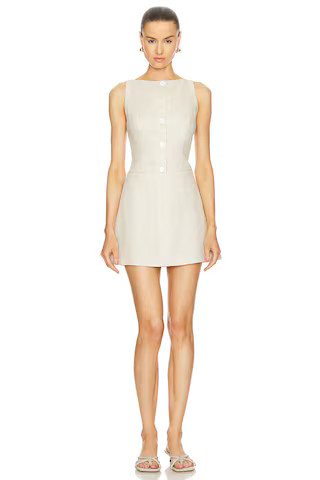 LPA Seina Mini Dress in Natural Linen from Revolve.com | Revolve Clothing (Global)
