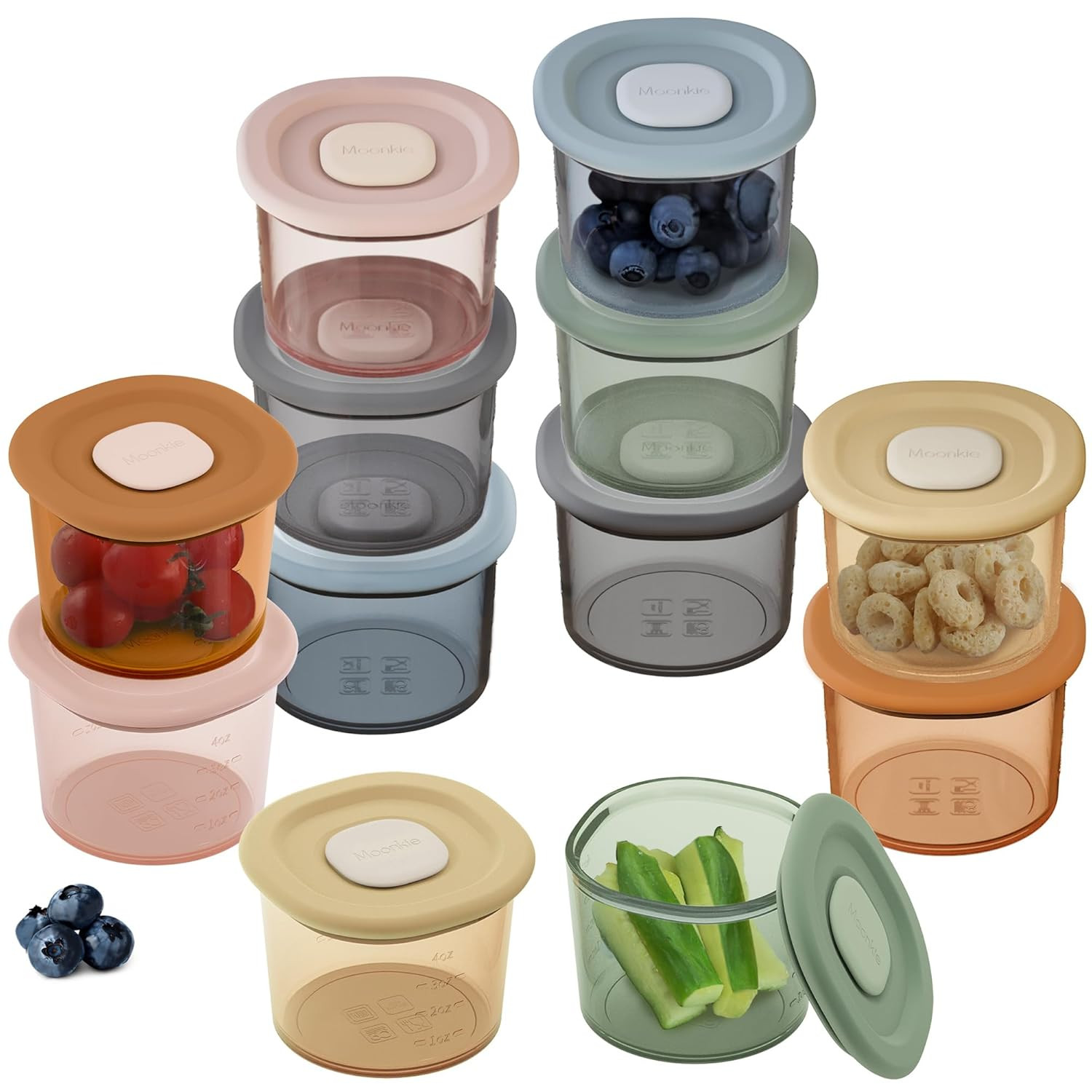 Moonkie Silicone Baby Food Containers,12 Pack, 4 oz Baby Food Storage Jars with Airtight Lids, Re... | Amazon (US)