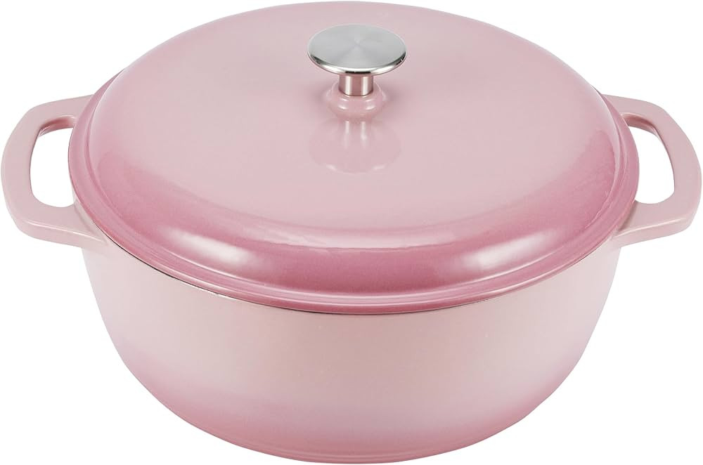 Amazon Basics Cast Iron Dutch Oven Pot with Lid, Enameled, Round, Dual Handles, Heavy-Duty, Mediu... | Amazon (US)