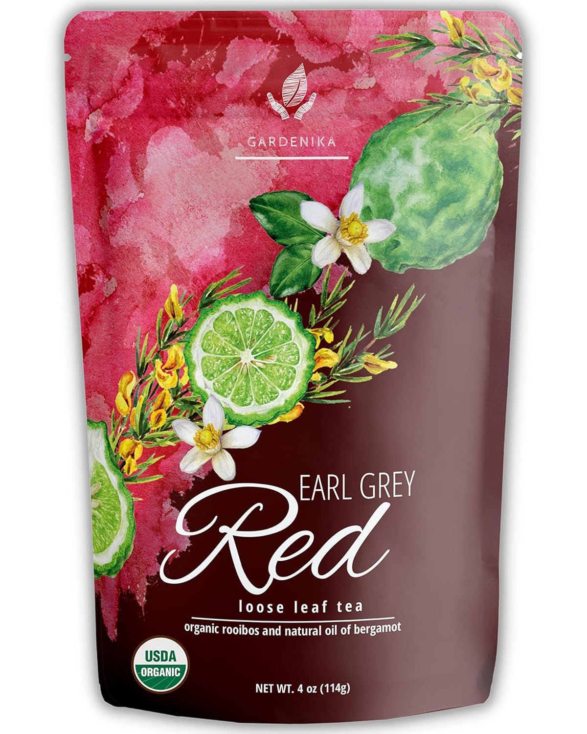 Gardenika Organic Red Rooibos Loose Leaf Tea with Bergamot Oil – Herbal Caffeine-Free – Koshe... | Amazon (US)