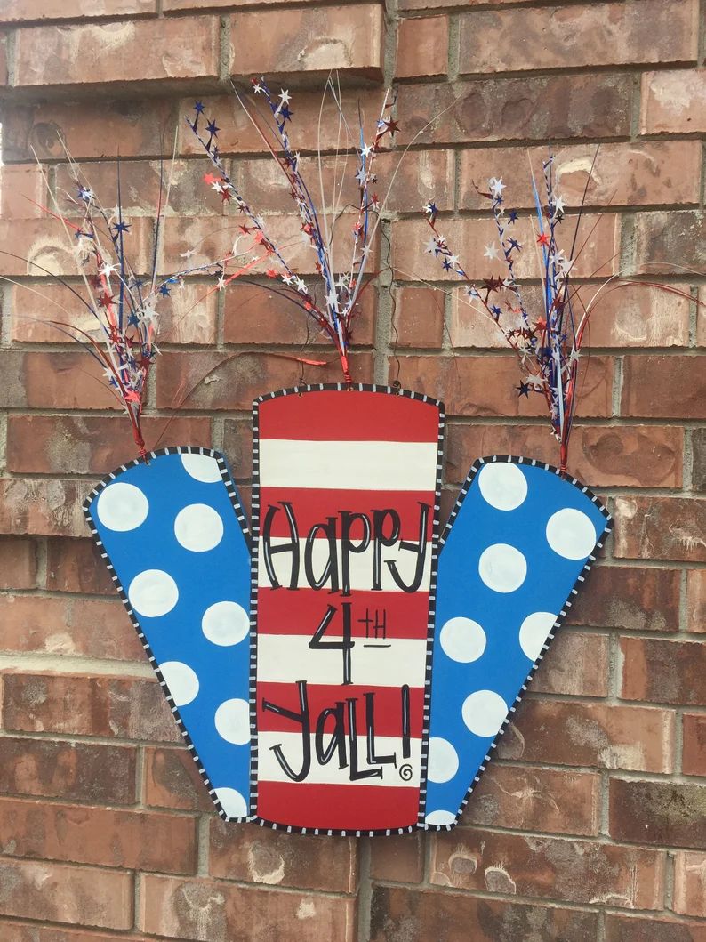 Summer Door Hanger, Patriotic Door Hanger, 4th of July Door Hanger, Independence Day, Firework Do... | Etsy (US)