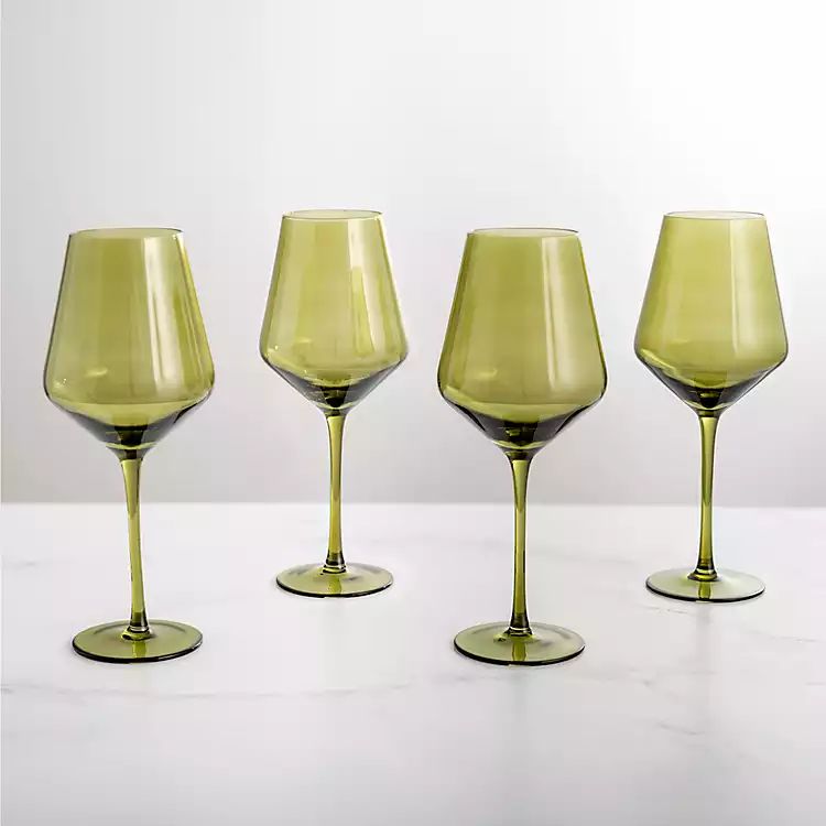 Olive Soft Angle Wine Glasses, Set of 4 | Kirkland's Home