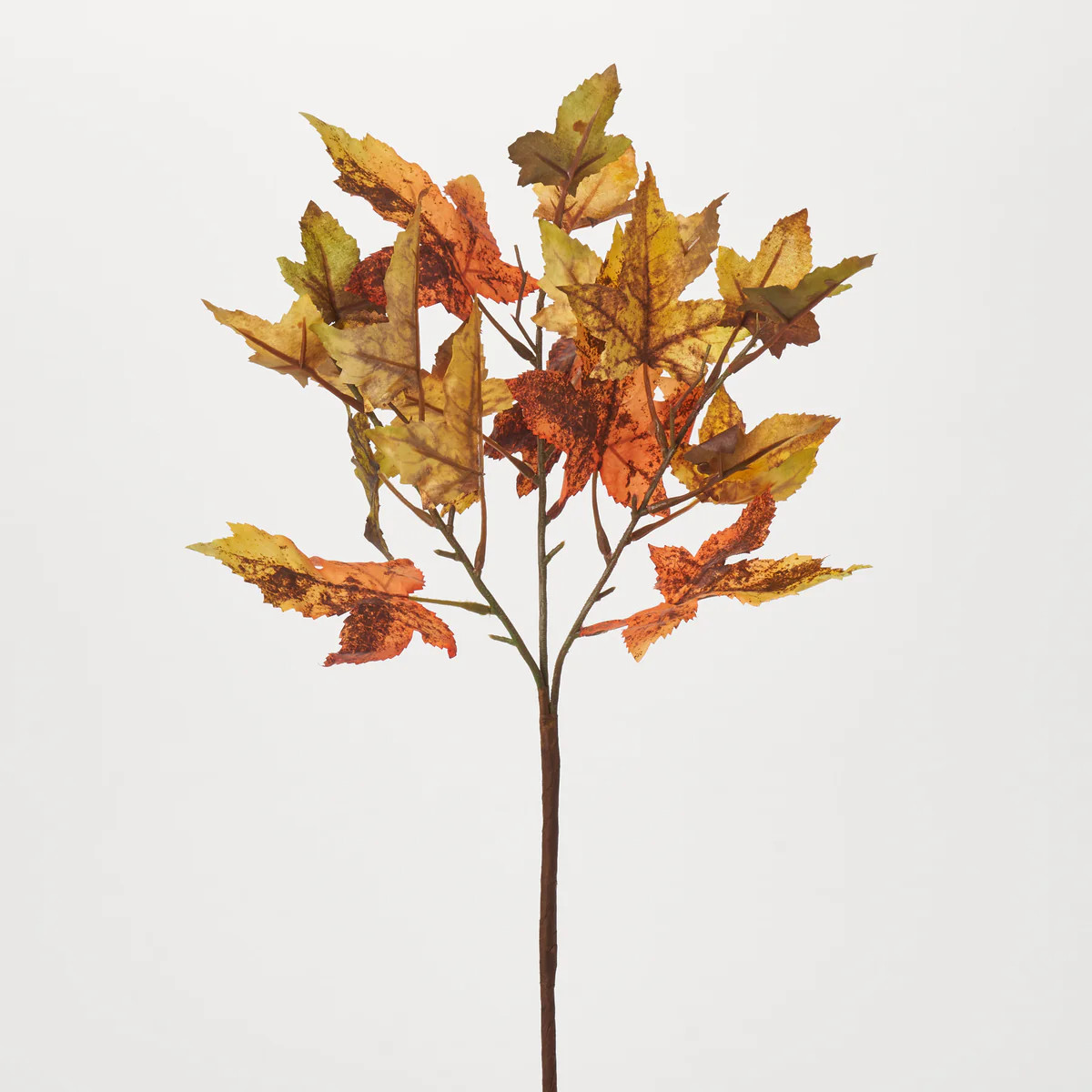 Autumn Orange & Moss Green Faux Fall Maple Leaf Branch Stem Spray - 21" | Darby Creek Trading