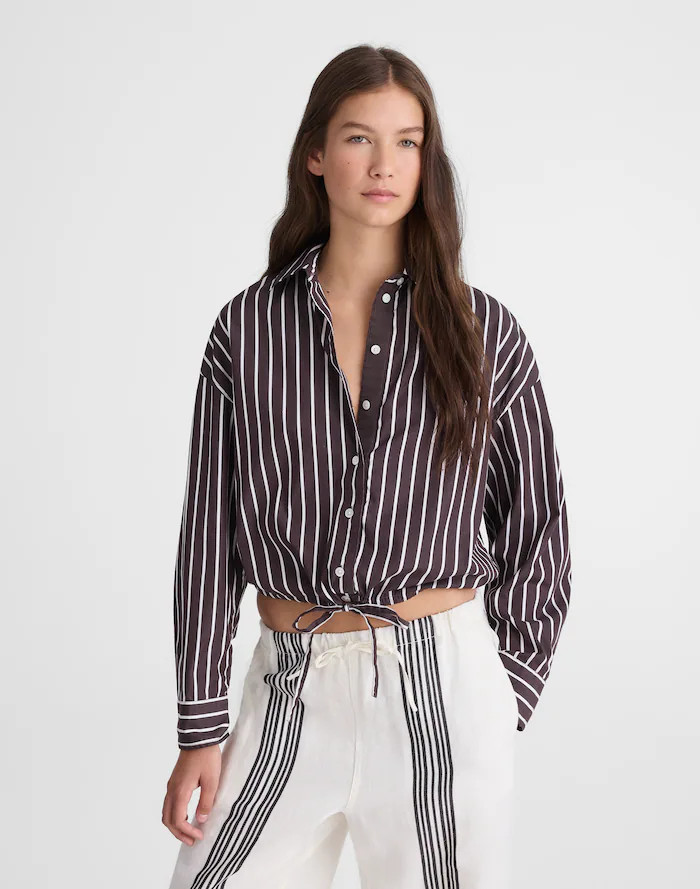 Drawstring Button-Up Shirt in Poplin | Madewell
