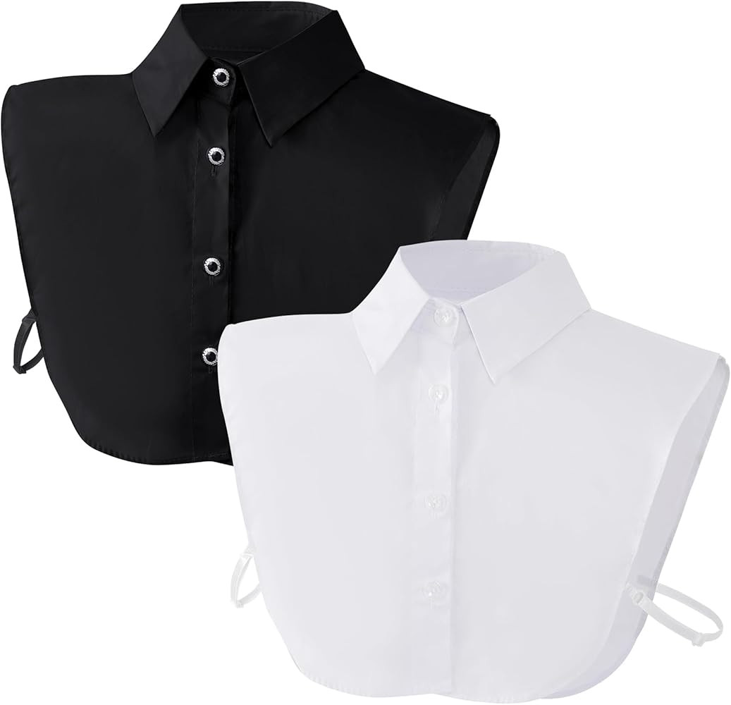 2 piezas de cuello falso desmontable Dickey cuello falso cuello medio camisas para mujer graduaci... | Amazon (US)