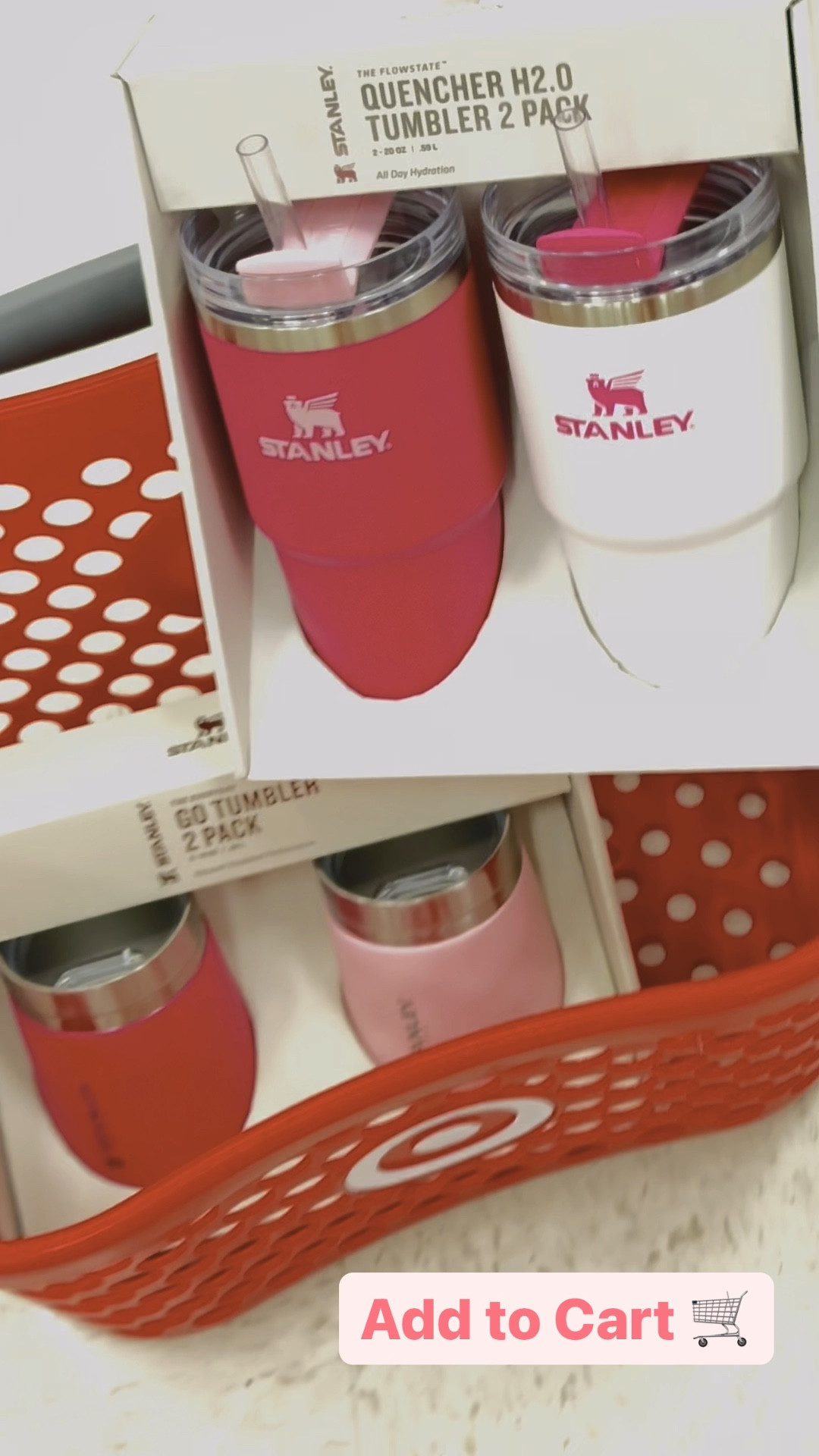 Stanley 2pk 20oz Stainless Steel H2.0 Flowstate Quencher Tumblers - Pink  Vibes/white : Target