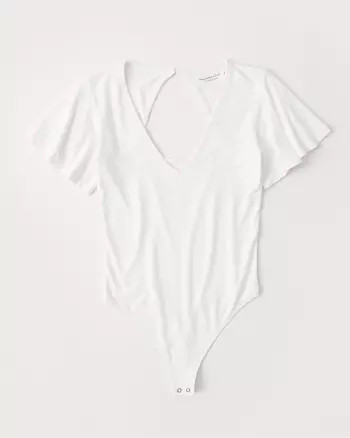 Drapey Angel-Sleeve Bodysuit | Abercrombie & Fitch (US)