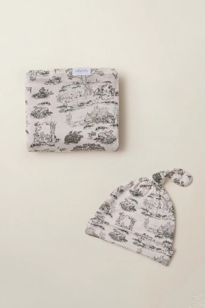 Charcoal Toile Swaddle + Hat Set | Solly Baby