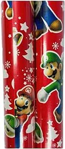 2 Rolls SUPER MARIO BROS. Holiday Christmas Wrapping Paper 25sqft Red | Amazon (US)