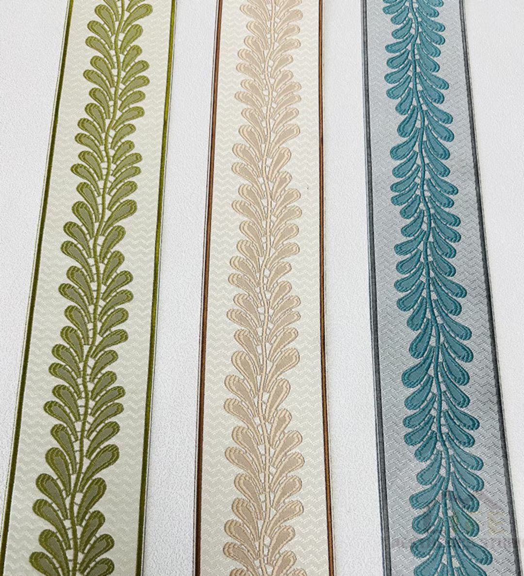 Leaf Curtain Trim Tape,decorative Fabric Trim for Curtains, Drapery Trim by the Yard Blue Green B... | Etsy (US)