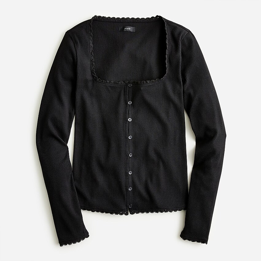 Scoopneck lace-trim henley | J. Crew US