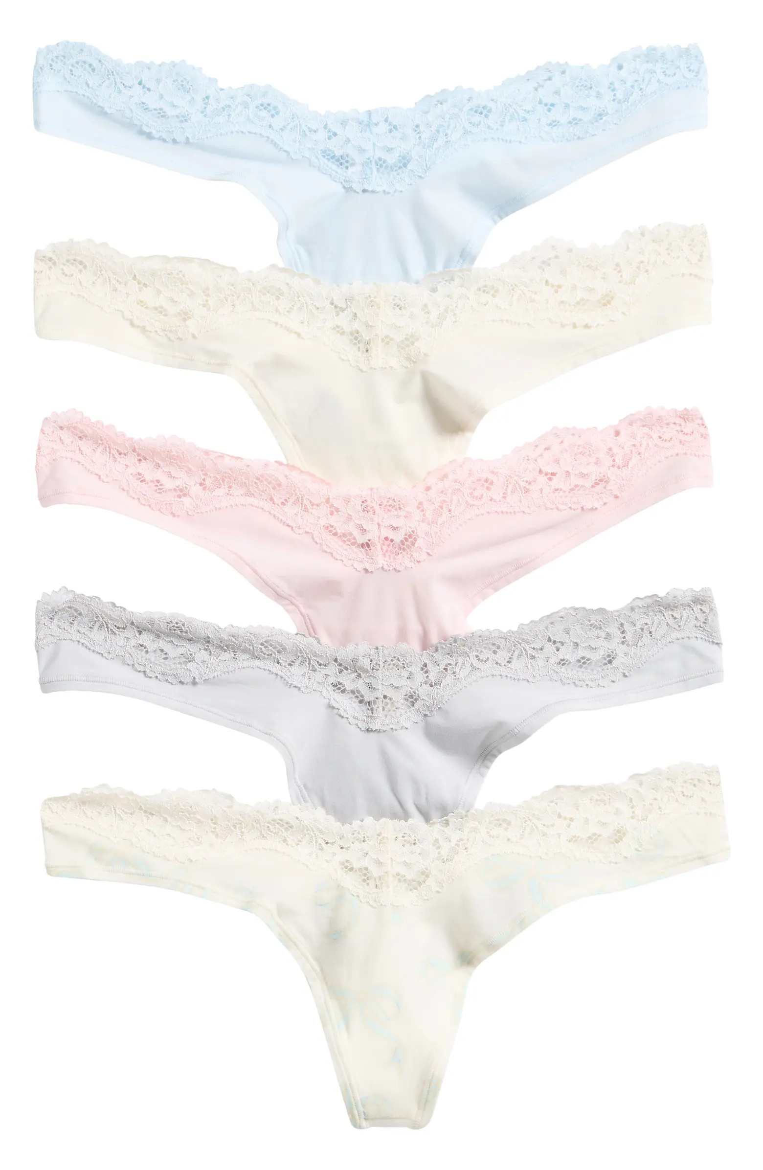 5-Pack Fits Everybody Lace Dipped Thong | Nordstrom