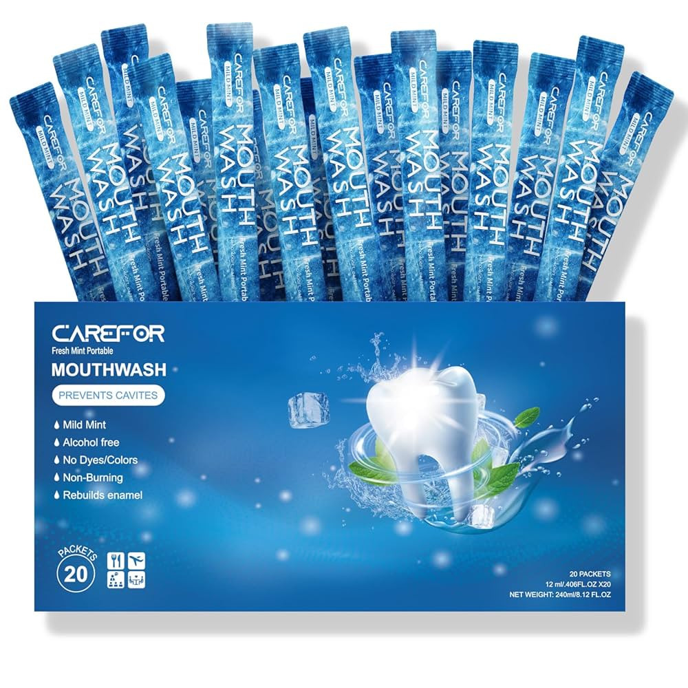 Mouthwash Travel Size, Portable Fresh Breath Mouthwash, Alcohol-Free, ICY Mint Flavor, Mini Pack ... | Amazon (US)