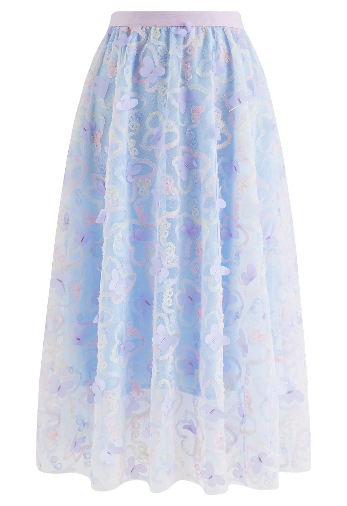 Lively Butterfly Mesh Tulle Skirt in Blue | Chicwish