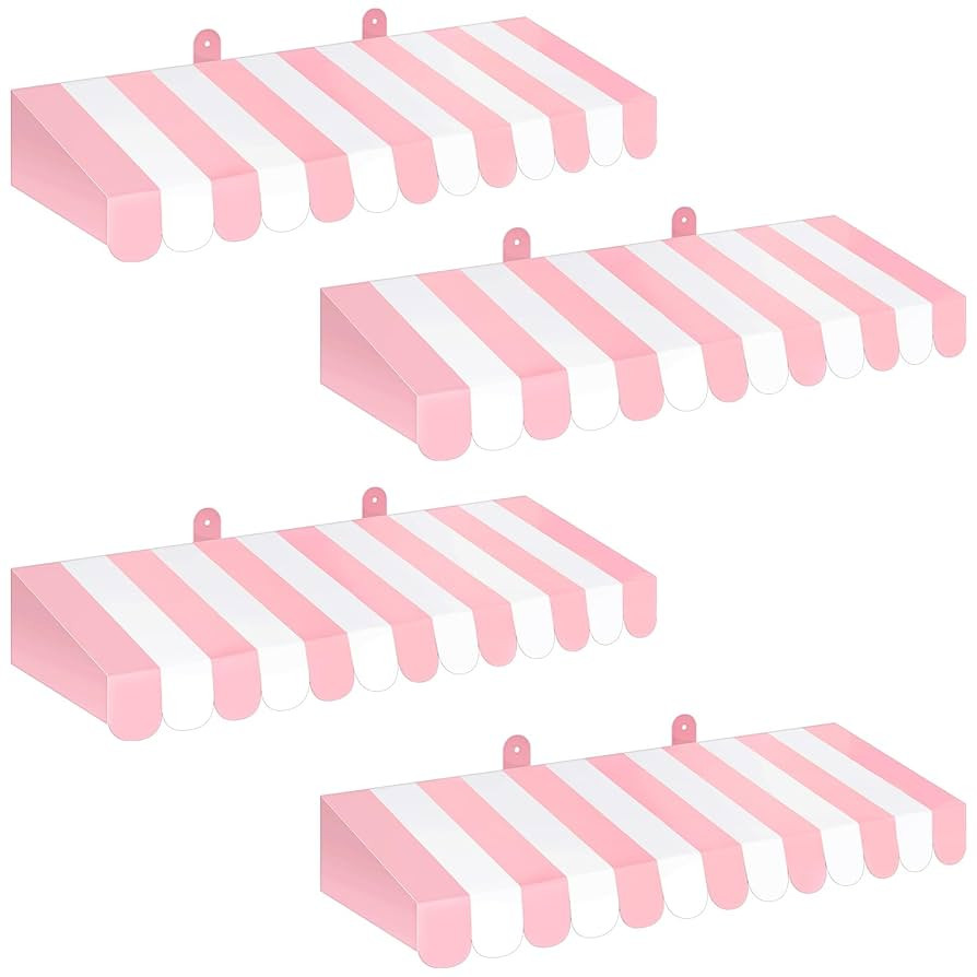 Boao 4 Pack Circus Awning Decoration 3D Stripe Cardboard Awning Carnival Wall Decor Circus Party ... | Amazon (US)