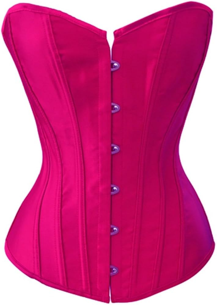 Black Satin Sexy Strong Boned Corset Lace Up Overbust Waist Cincher Bustier Bodyshaper Top - Also... | Amazon (US)