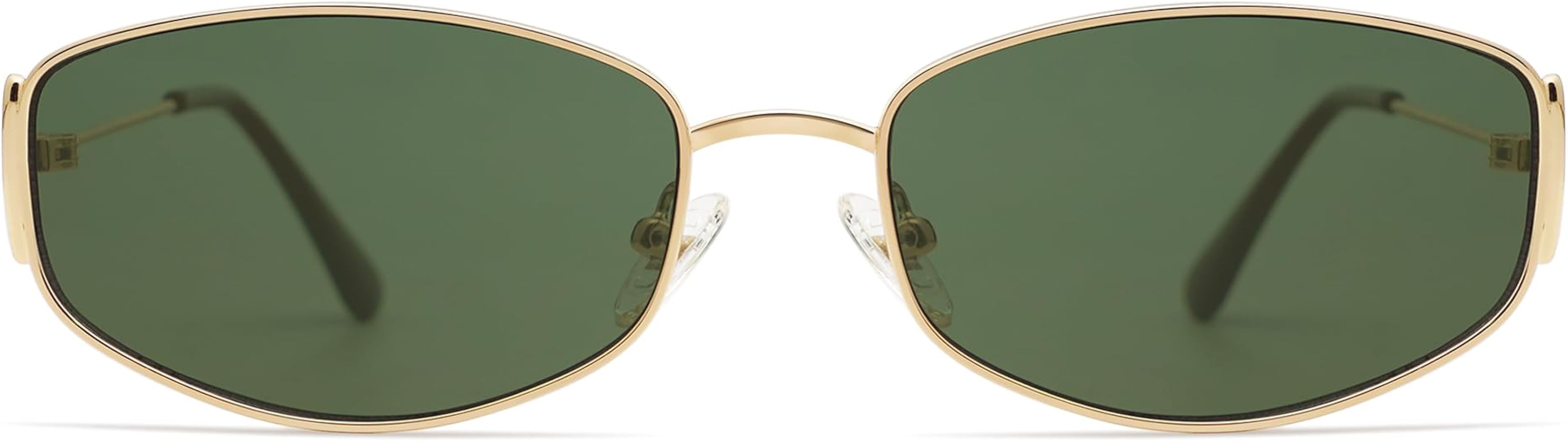 Retro Oval Sunglasses For Women Men Hexagonal Rectangle Metal Frame Sun Glasses AP3625 | Amazon (US)