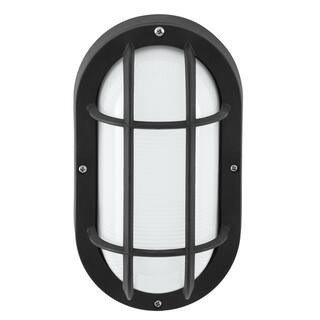 PRIVATE BRAND UNBRANDED 8.3 in. Black Integrated LED Outdoor Bulkhead Light with CCT Adjustable W... | The Home Depot