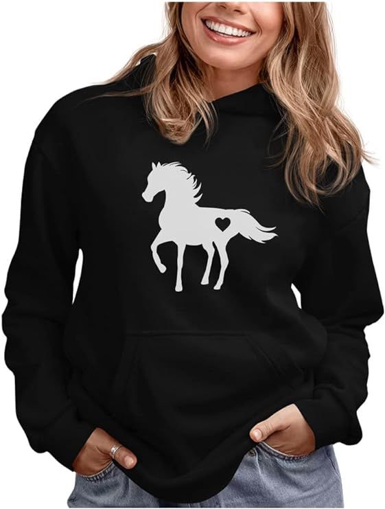 Horse Gifts Hoodies for Women Teen Girls Equestrian Horses Sweatshirt Hoodie | Amazon (US)
