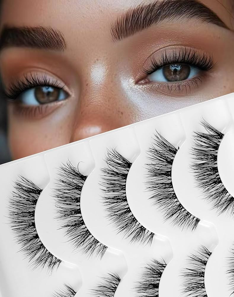 Frihappy Wispy False Eyelashes - Mink Lashes, 5 Pairs with Half Lashes Gift | Amazon (US)