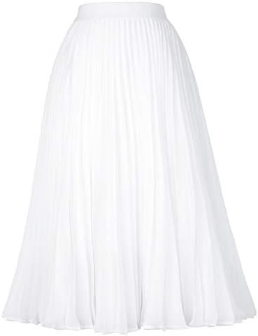 GRACE KARIN Pleated Midi Skirt for Women,Chiffon Elastic High Waist Knee Length Skirts,Swing Flar... | Amazon (US)